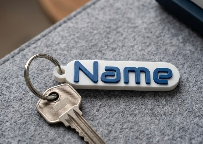 Personalisierter Schlüsselanhänger mit 3D-Namensschrift – Rechteckiger Schlüsselanhänger in verschiedenen Farben
